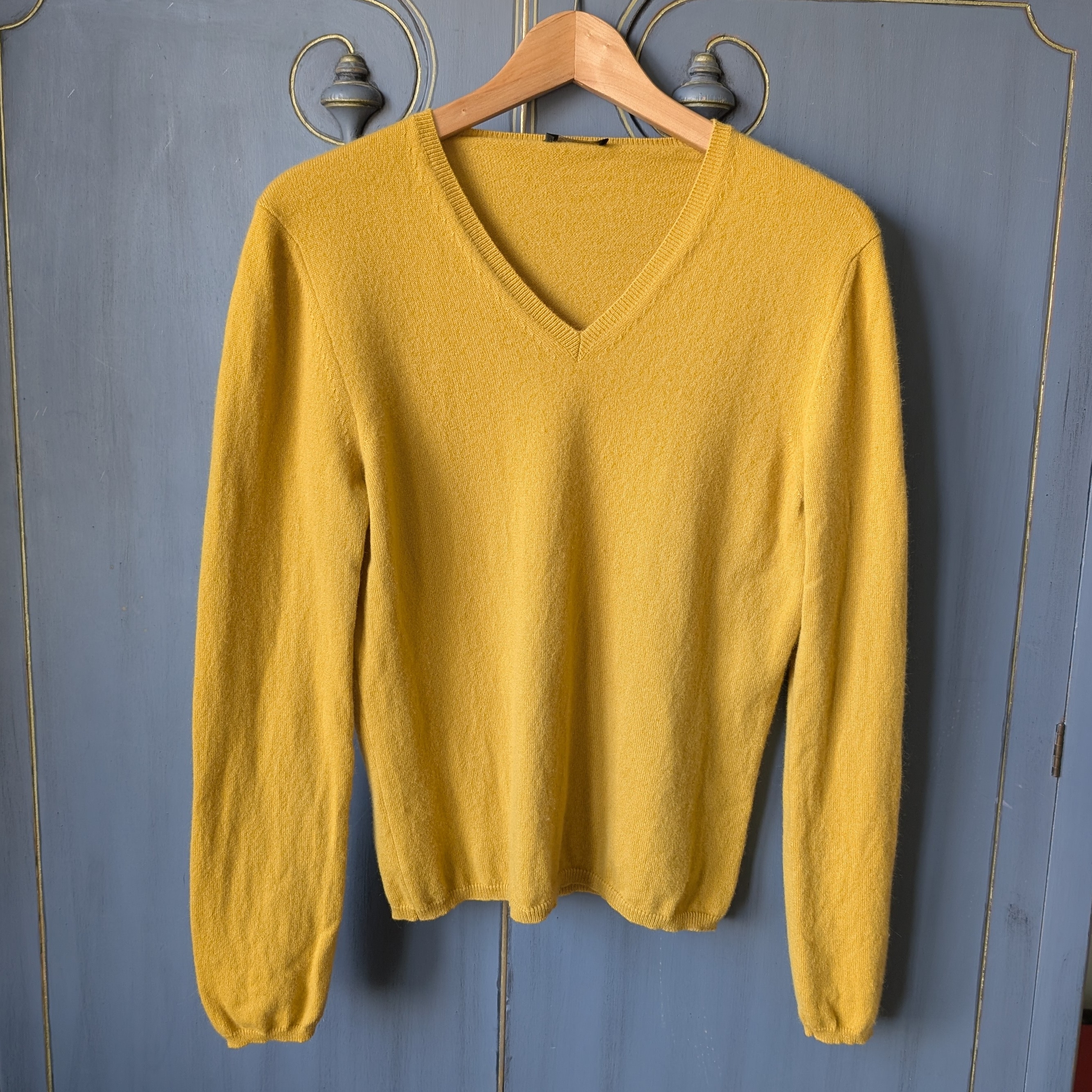 Manrico 100% Cashmere Sweater Yellow Goldenrod Italian Cashmere Women's Large